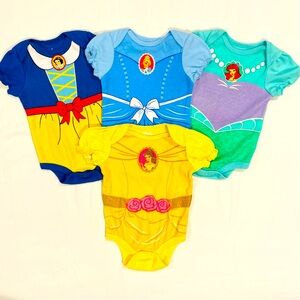 New Disney Princess Bodysuits Girls 0-3M Snow White Cinderella Ariel 3-6 Belle